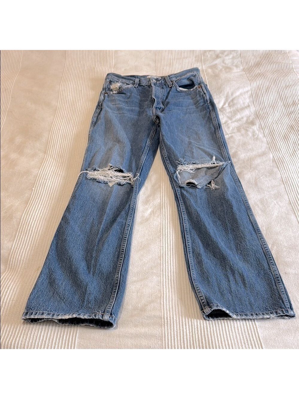 RE/DONE Originals 90s High Rise Loose Jeans with Distressed Details Size 28